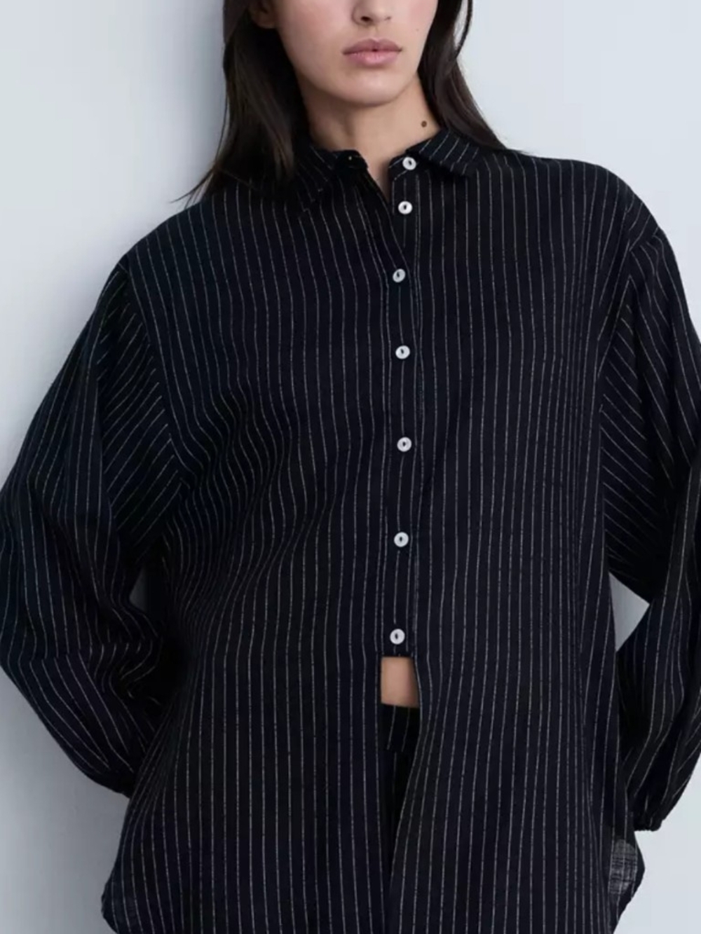 Mango Pinstripe Button-Down Shirt - Picture 3 of 3